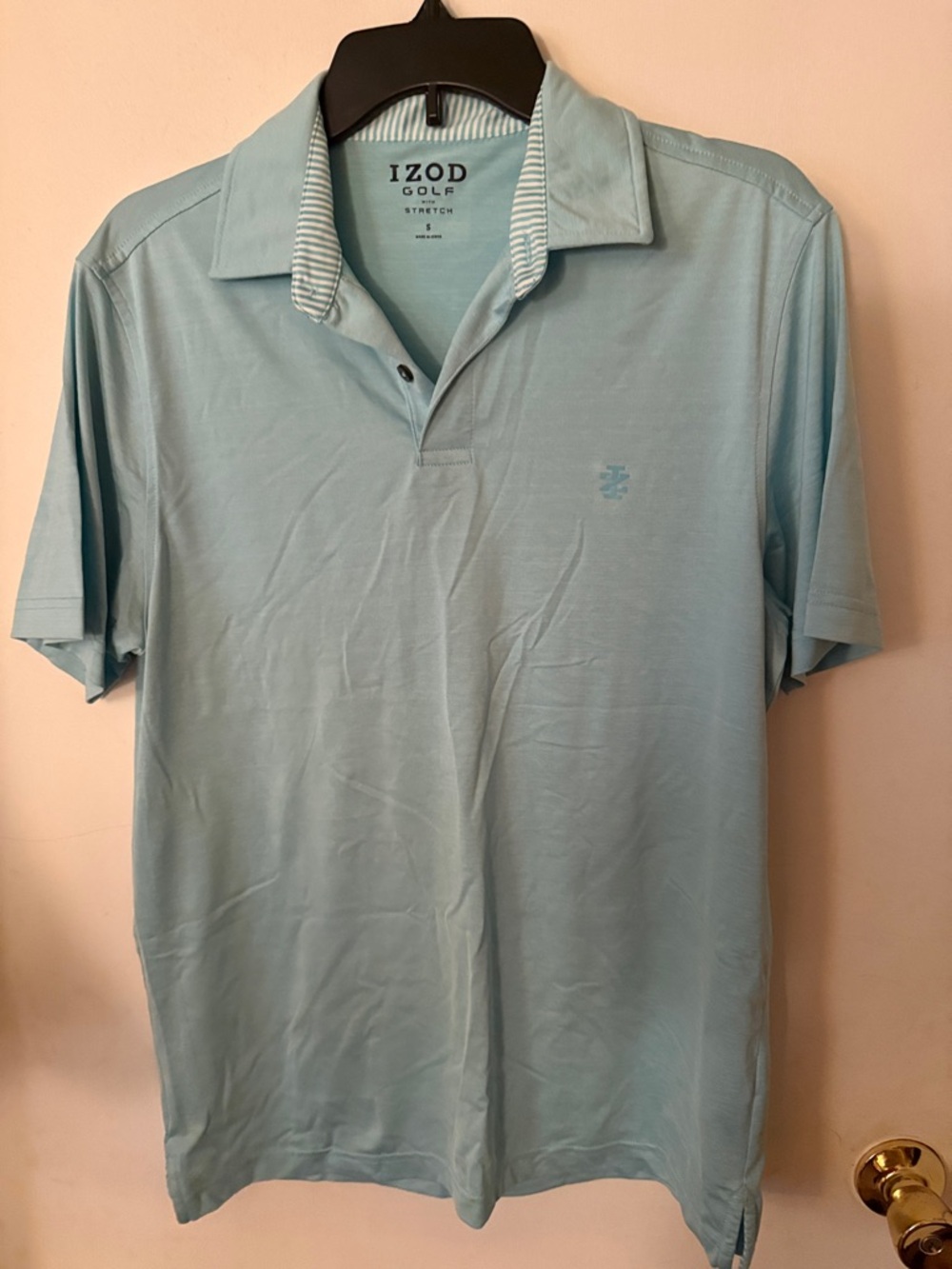 Izod Mint Green Golf Polo with Striped Collar Trim